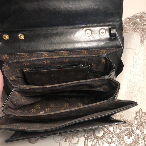 NEW Vintage BELLE-ROSE Top Handle Black Messenger Purse Briefcase Multi pocket - Picture 3 of 16